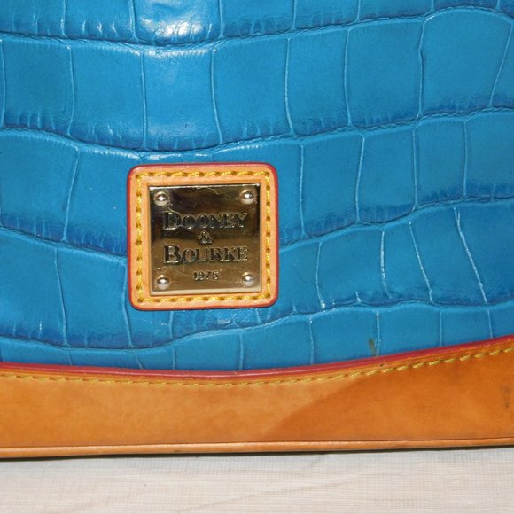 Dooney & Bourke Blue Crocodile Satchel Rare Color! Handbag Purse - Picture 3 of 16